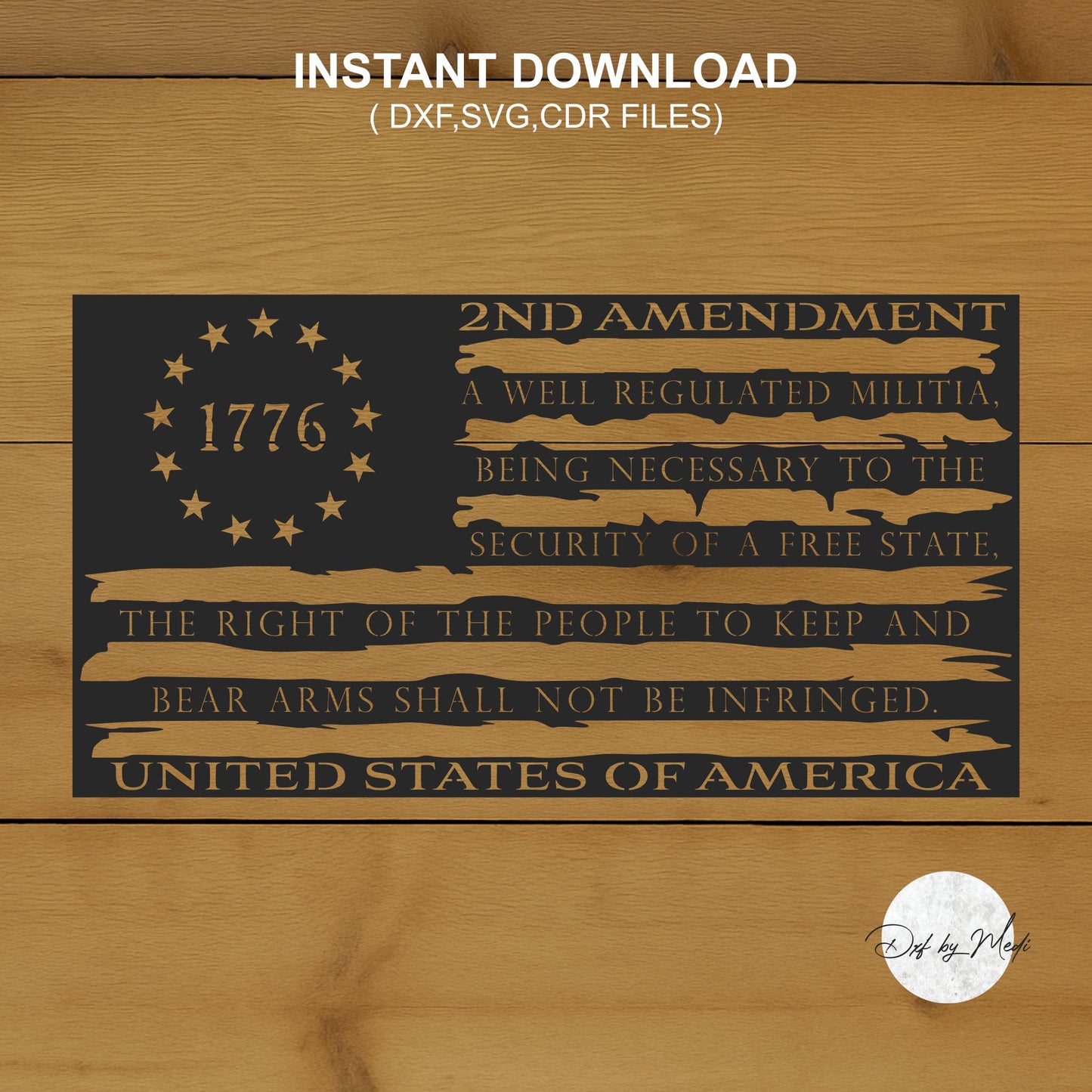 2nd Amendment USA flag SVG DXF files