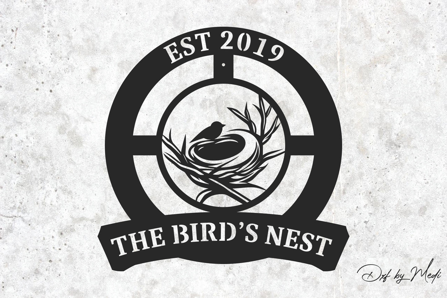 Bird’s Nest Family Name Sign – DXF, SVG, CDR Files