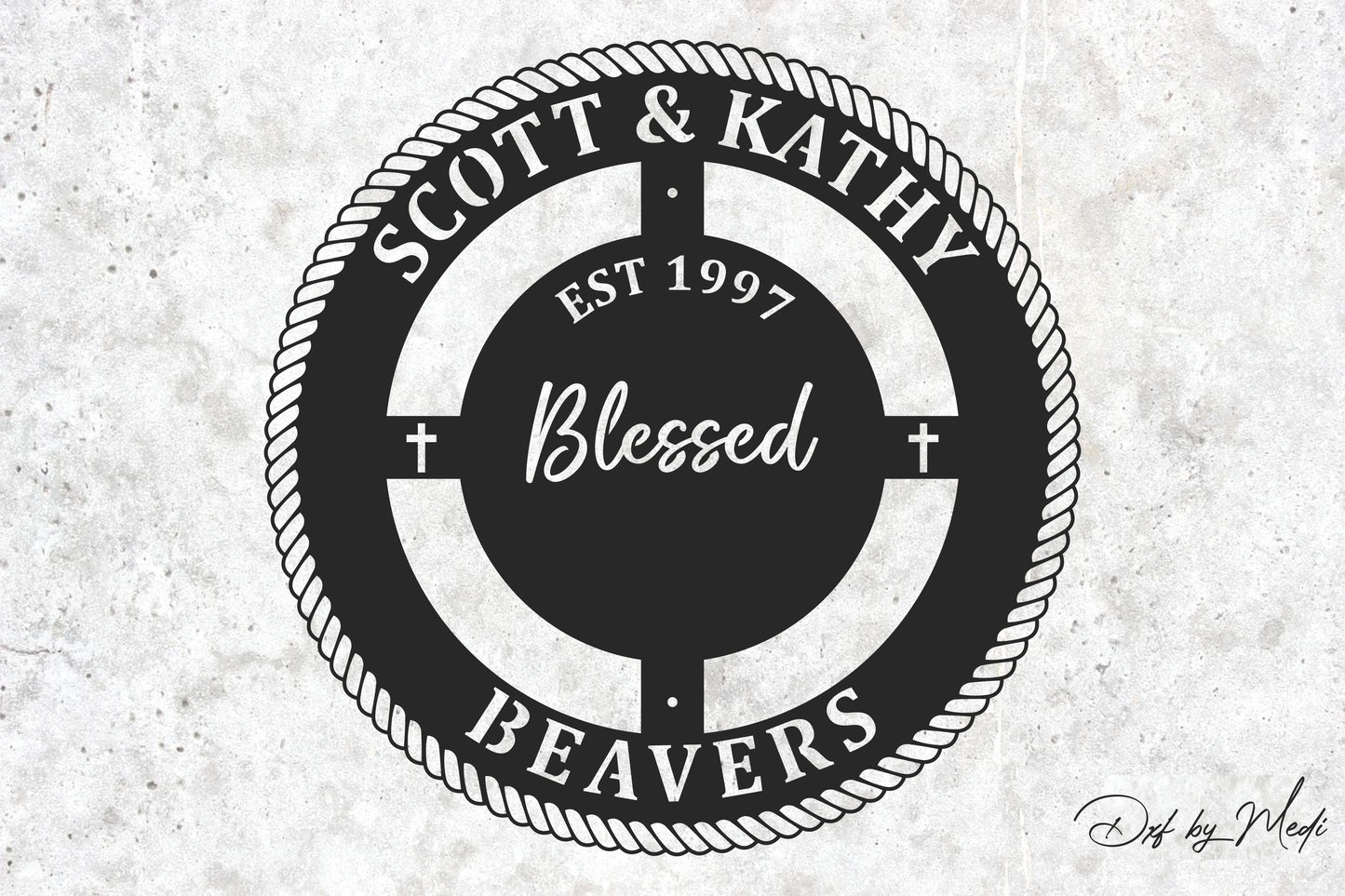 Custom Blessed Monogram Sign SVG DXF Cdr
