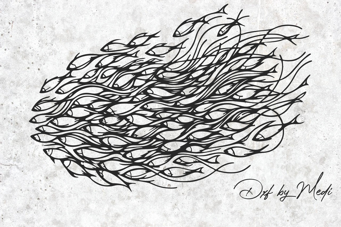 School of Fish Design - Ocean-Themed SVG, DXF, CDR Digital Download