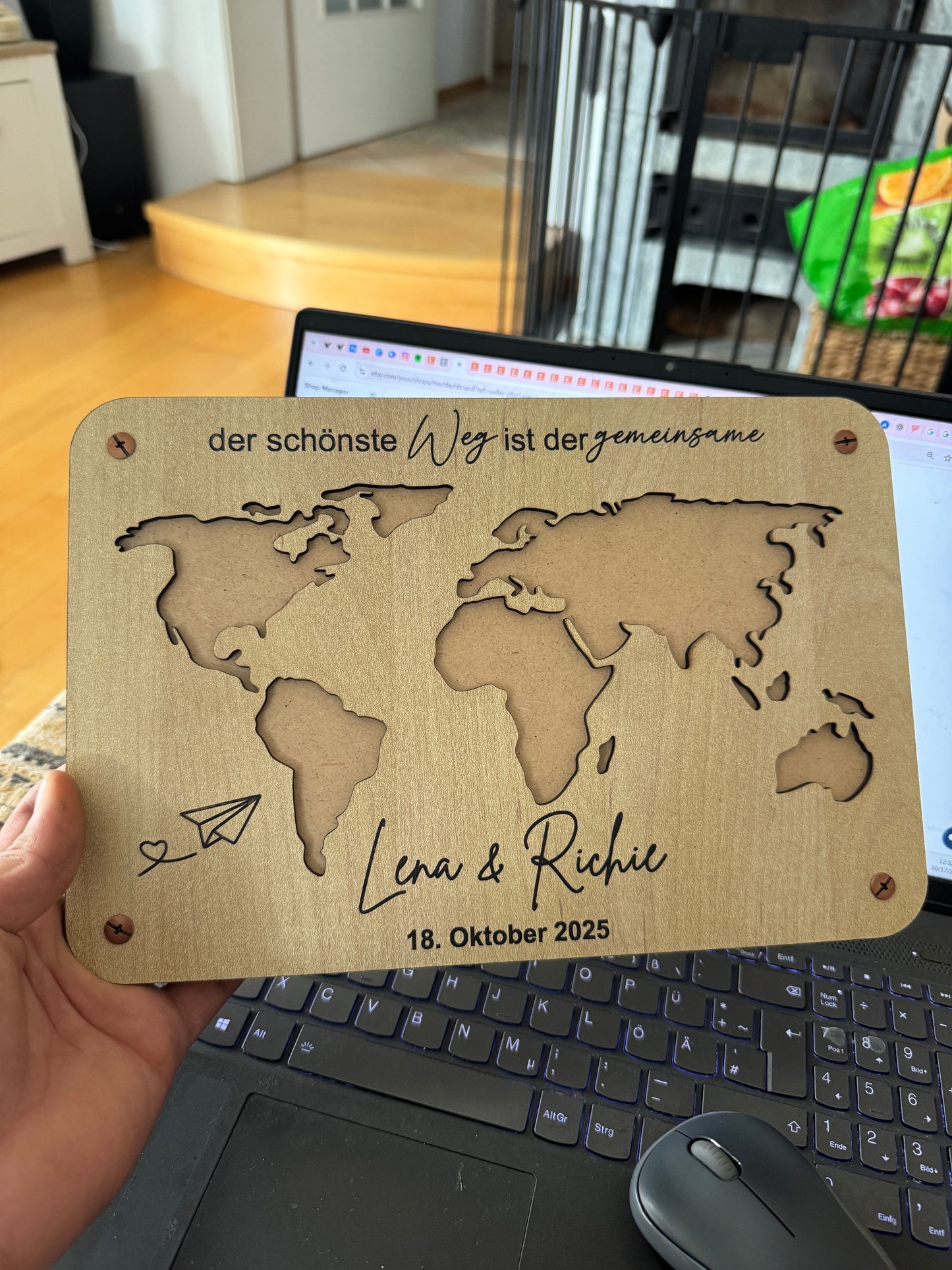 Personalized World Map Money Holder – Digital files SVG, DXF, CDR