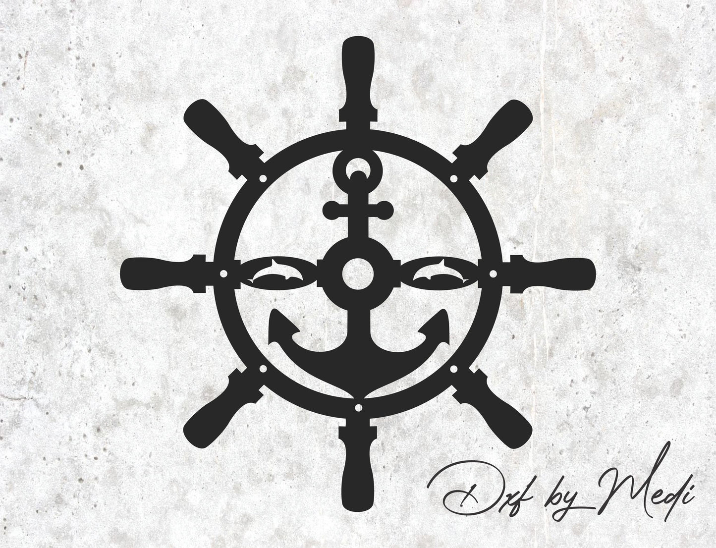 Free Rudder with Anchor Laser Cut File – DXF & SVG Download