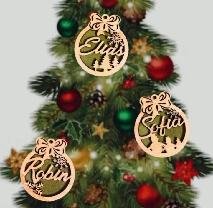 Christmas Ornament with Custom Name SVG DXF