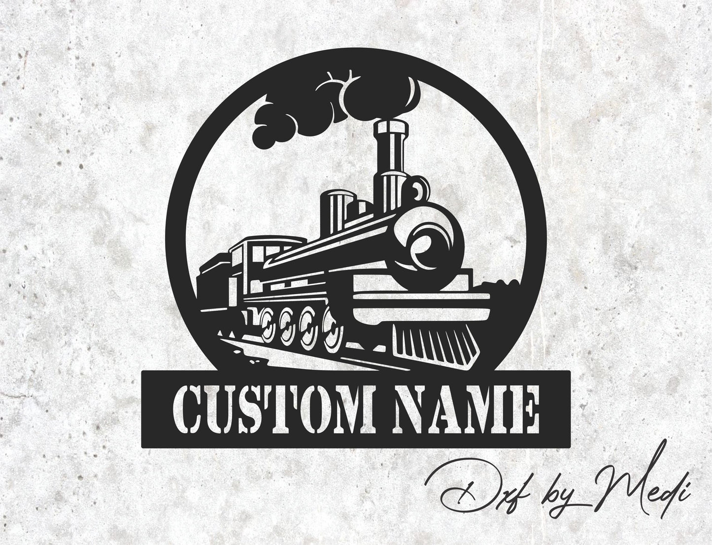 Free Steam Train Name Sign – DXF & SVG for Laser Cut & Cricut