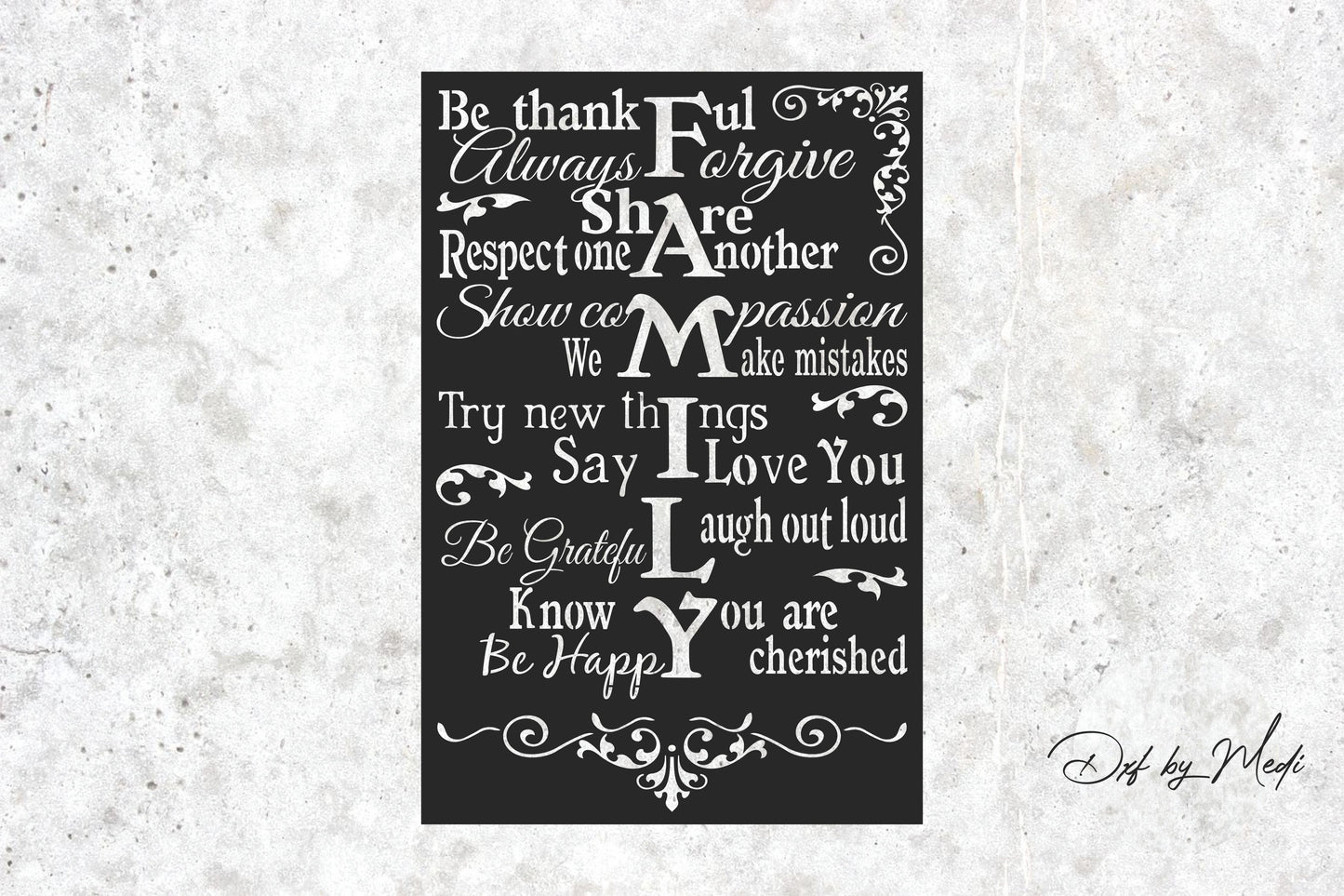 Family Quote SVG DXF | Be Thankful Wall Art | Laser Cut File