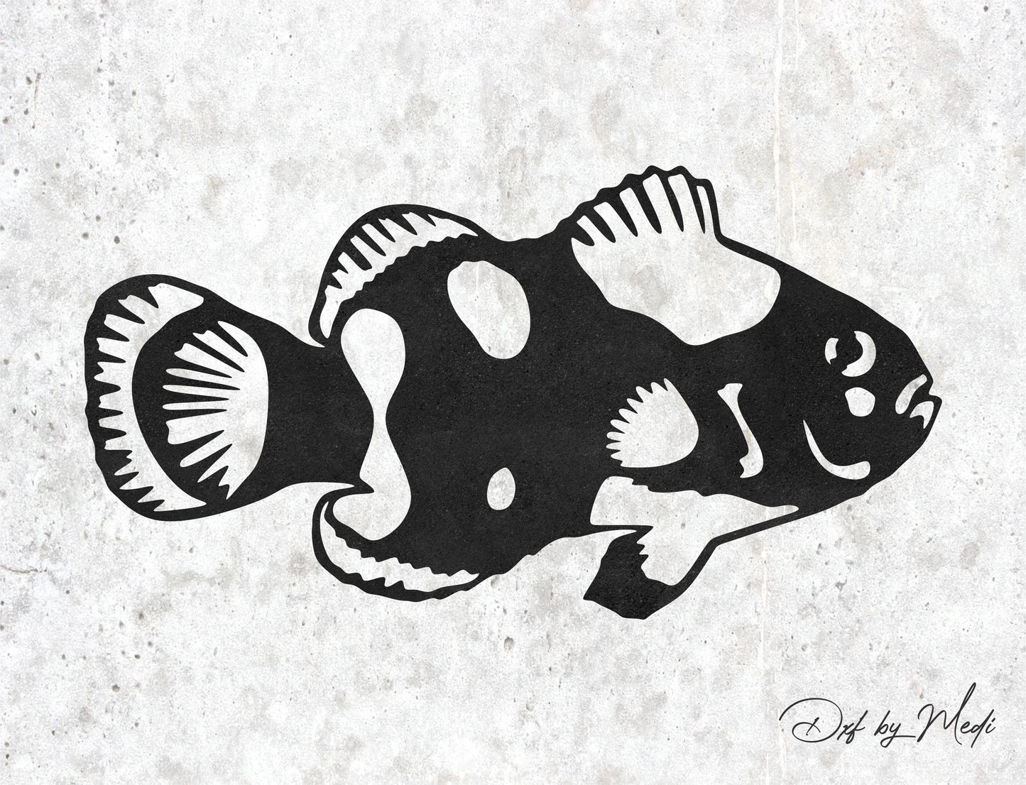 Black Snowflake Clownfish DXF & SVG Files | Ready-to-Cut