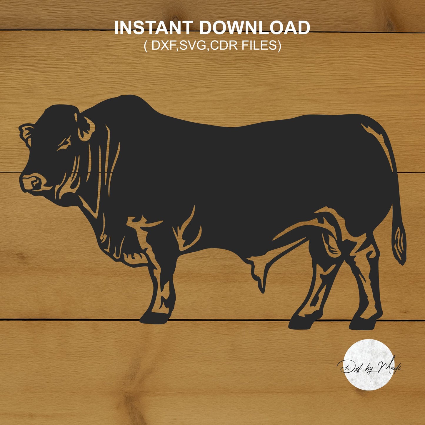 Bull SVG DXF Cdr File | Farm Animal Silhouette Wall Art for CNC Laser Cut Plasma
