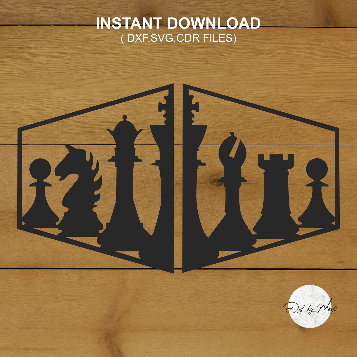 Chess Enthusiast Wall Decor DXF & SVG Files - Perfect for Laser Cut, Waterjet, and Plasma Cutting