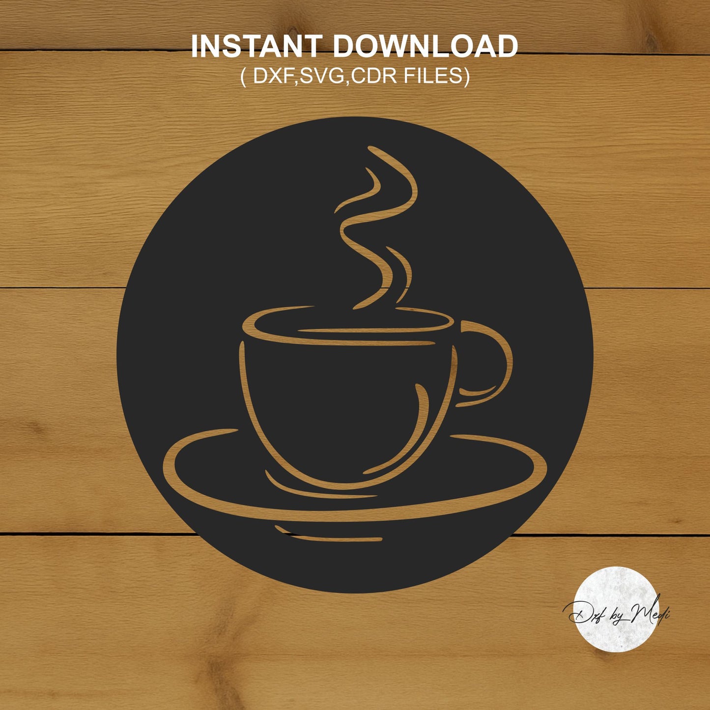Coffee Cup Design - Ready to Cut for Laser, Plasma, CNC Machines - DXF SVG files