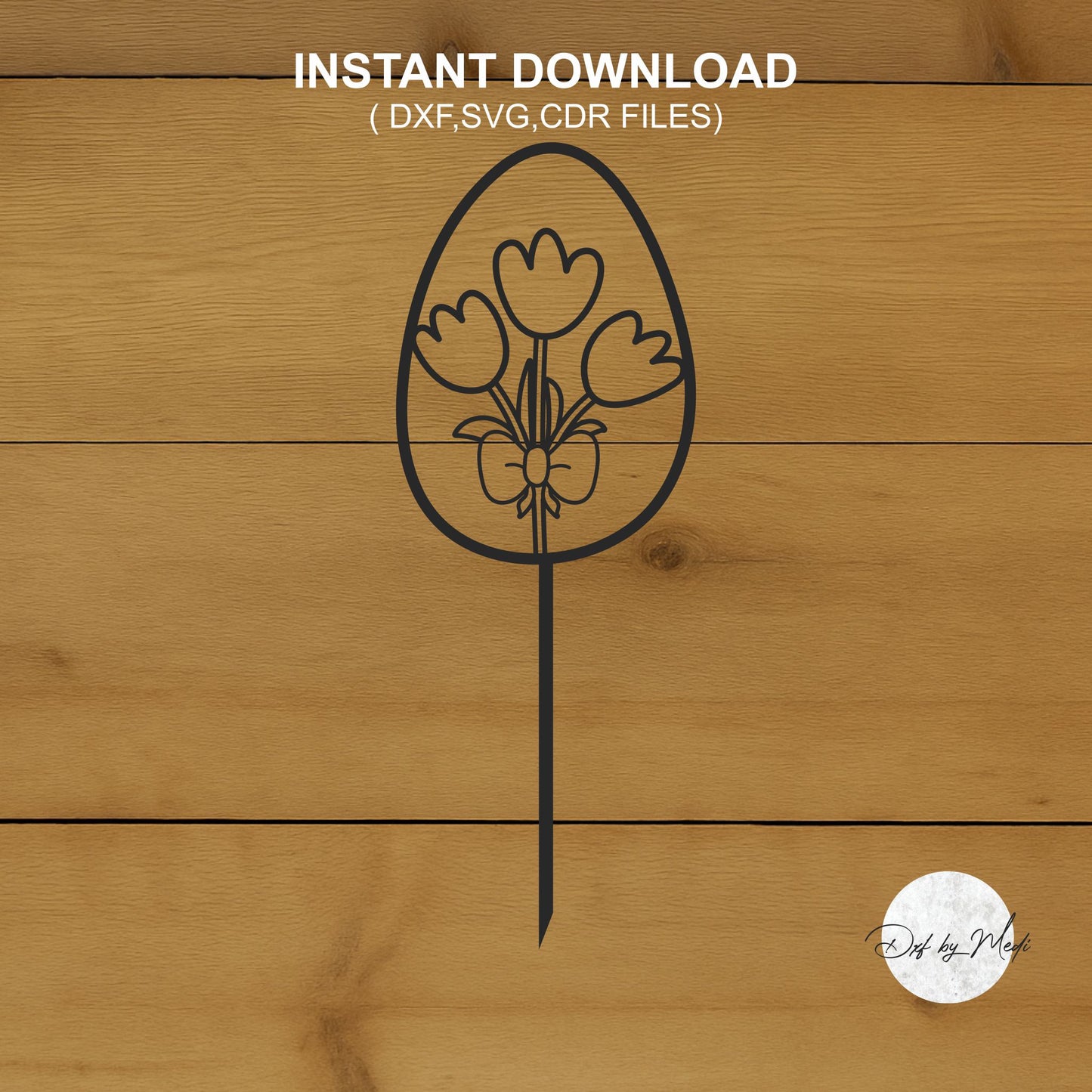 Happy easter egg flowers stake clipart- DXF SVG files for Plasma Cnc Laser Waterjet Ready to cut clipart file