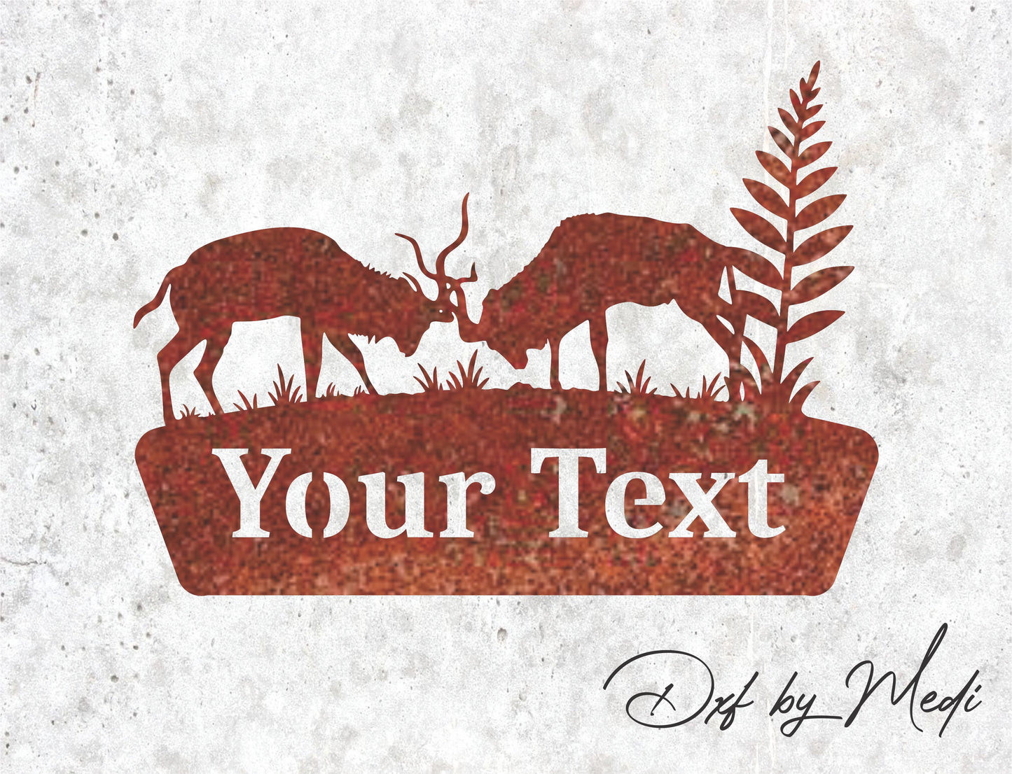 Custom Fighting Elk Sign Hunting Lodge Wall Art DXF, SVG, CDR Files