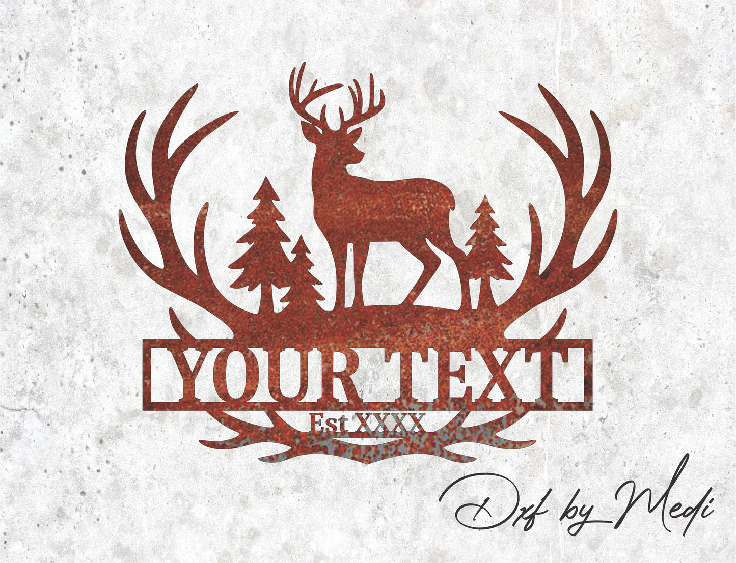 Elk Antler Monogram - Custom Deer Sign SVG DXF Laser Cut File