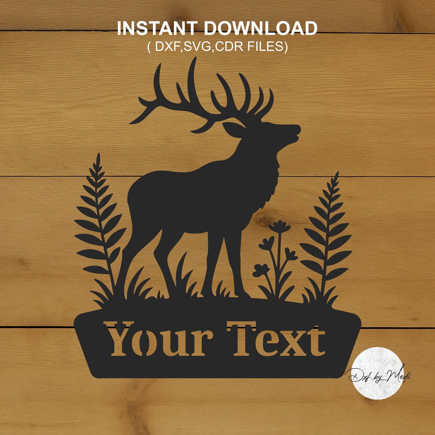 Custom Elk Sign Wildlife Lodge Wall Art - Laser Cut Files SVG, DXF, CDR