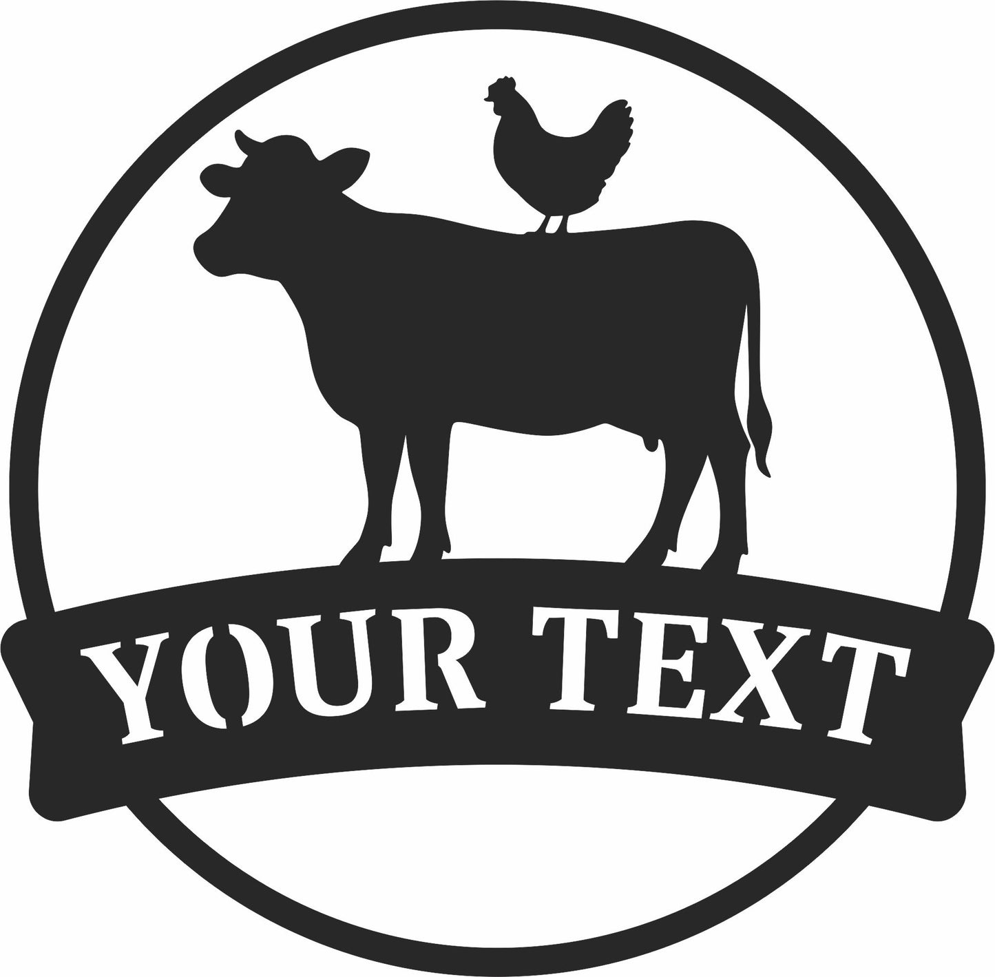 Cow and Chicken Farm Sign SVG DXF Laser Cut File