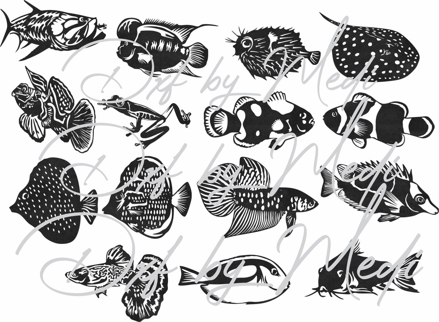 50+ Fish Laser Cut Files – SVG DXF CDR – Saltwater & Freshwater Fish Bundle
