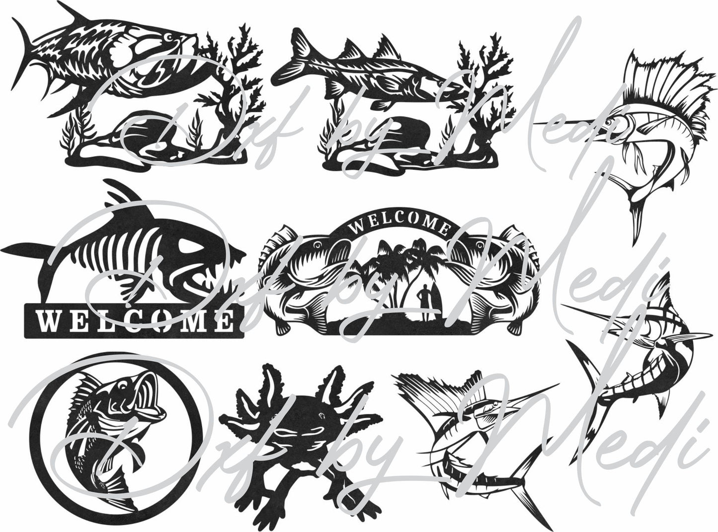 50+ Fish Laser Cut Files – SVG DXF CDR – Saltwater & Freshwater Fish Bundle