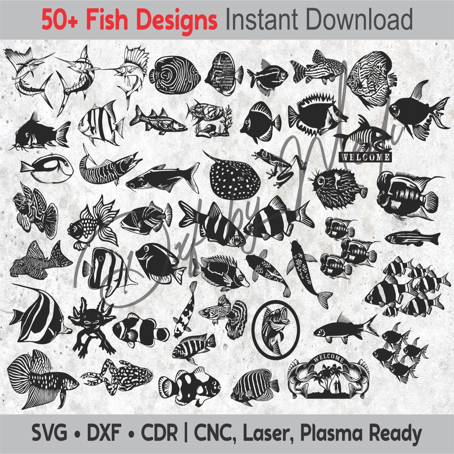 50+ Fish Laser Cut Files – SVG DXF CDR – Saltwater & Freshwater Fish Bundle