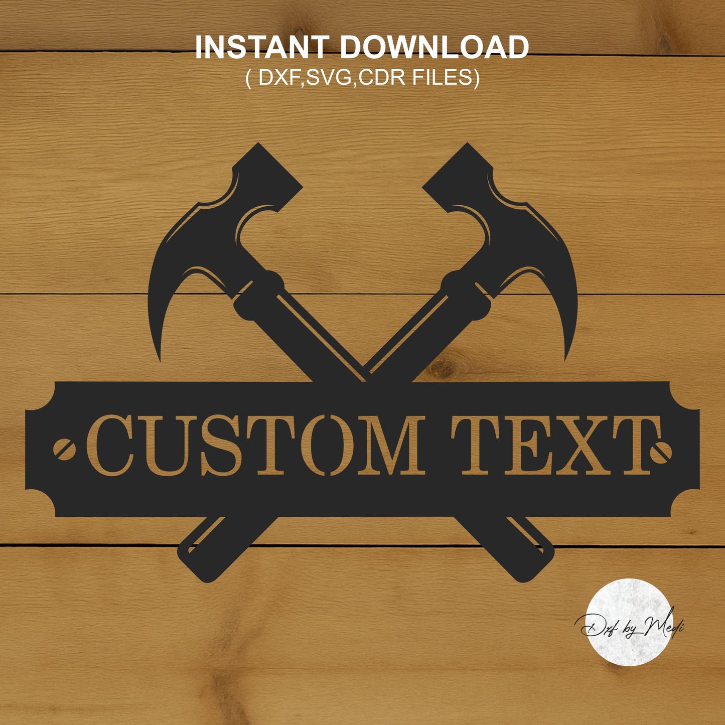 Hammer Monogram sign - DXF SVG files for Plasma Cnc Laser Waterjet Ready to cut - man cave signs