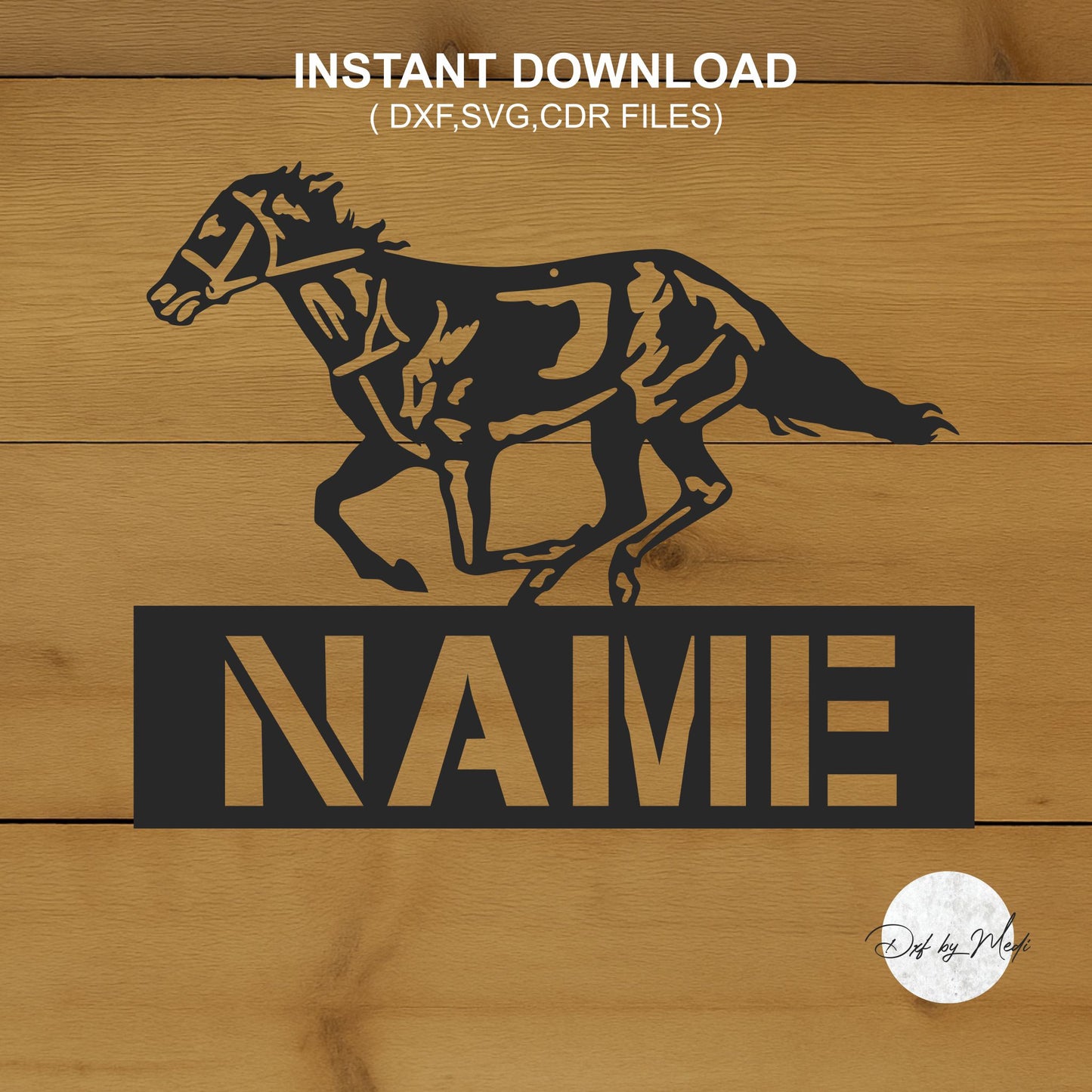 Welcome Sign with Running Horses- DXF SVG files for Plasma Cnc Laser Waterjet Ready to cut clipart file
