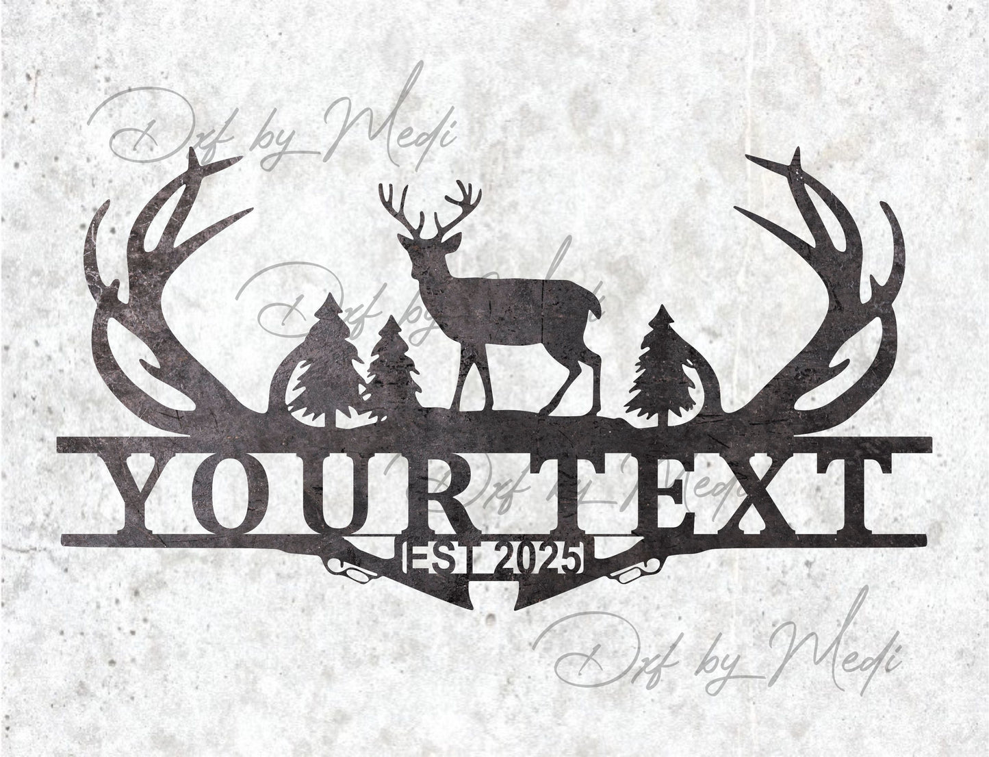 Hunting Deer Monogram Sign DXF SVG CDRHunting Deer Monogram Sign DXF SVG CDR