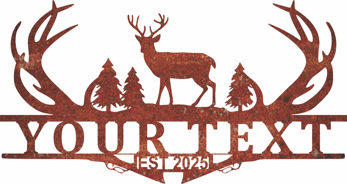 Hunting Deer Monogram Sign DXF SVG CDR