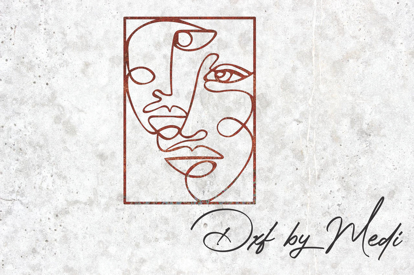 one line drawing wall art- faces art decor- dxf files for cnc plasma- laser cut files svg one line design art for laser