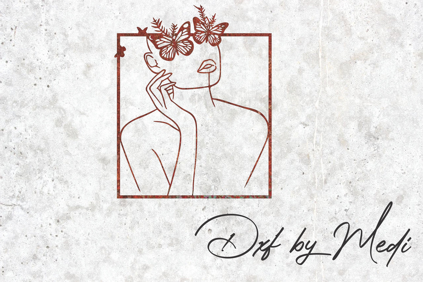 one line drawing wall art- women art with butterfly glasses decor- dxf files for cnc plasma- laser cut files svg one line design