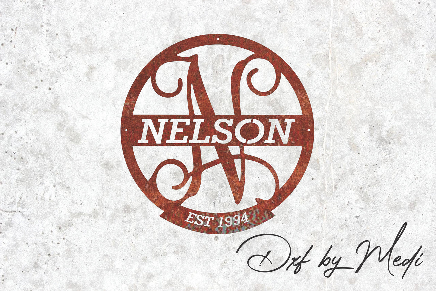 Personalized Monogram N with Custom Name - DXF SVG files for Plasma Cnc Laser Waterjet Ready to cut clipart file