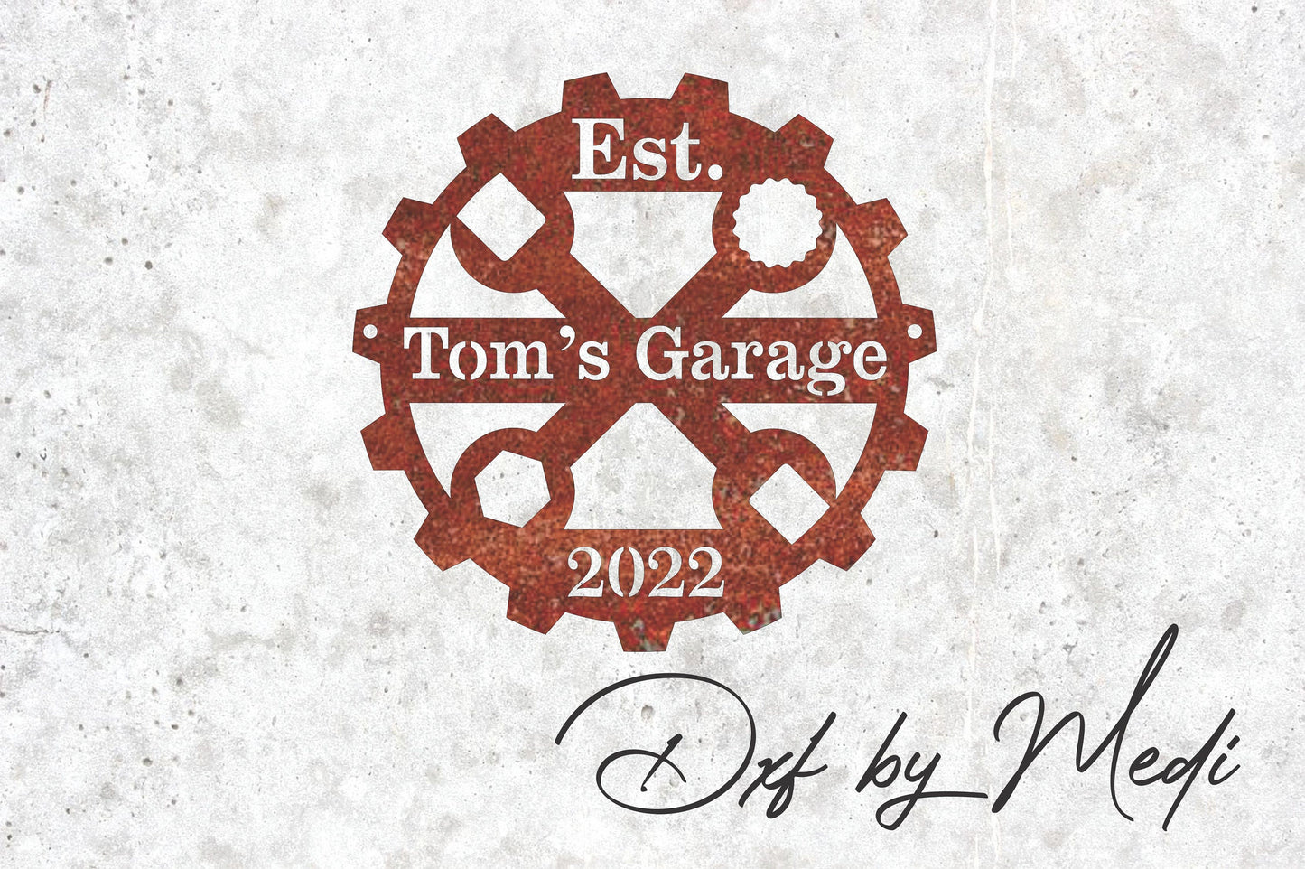 Personalized Monogram Garage Sign - DXF SVG files for Plasma Cnc Laser Waterjet Ready to cut