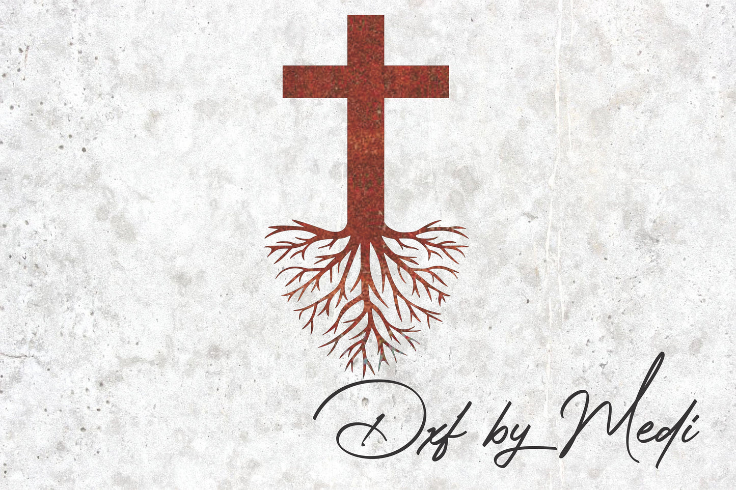 Cross sign with Tree Roots - DXF File for Laser and Plasma Cnc Cutting - DXF SVG files Ready to cut