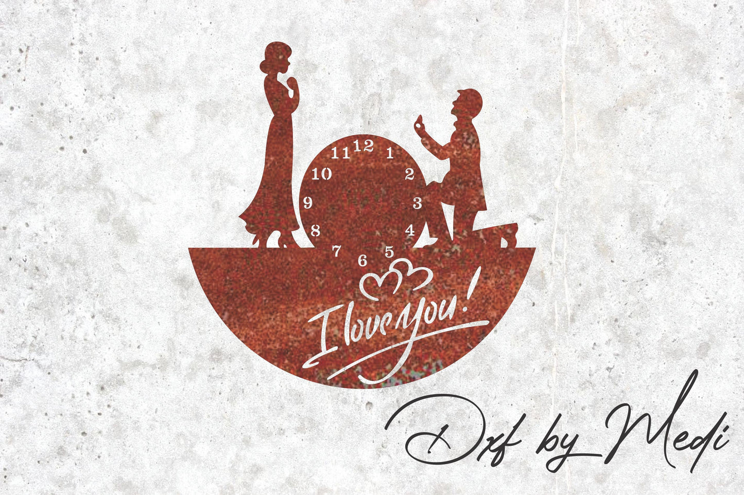 I love you wall clock valentines gift- Wall Clock DXF SVG File for Cnc plasma laser Cutting - Romantic Decor & DIY Projects