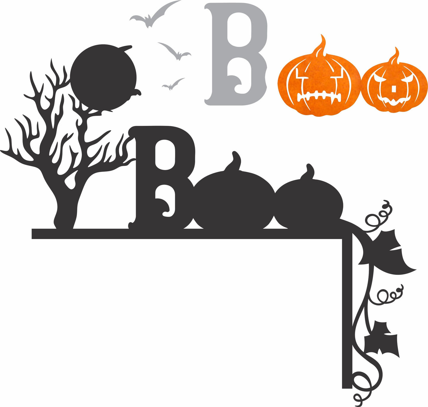 Door Corner Halloween, multilayers, Spooky decor sign svg, Boo Halloween Laser Cut Files, Halloween dxf, cnc plasma, laser cut file