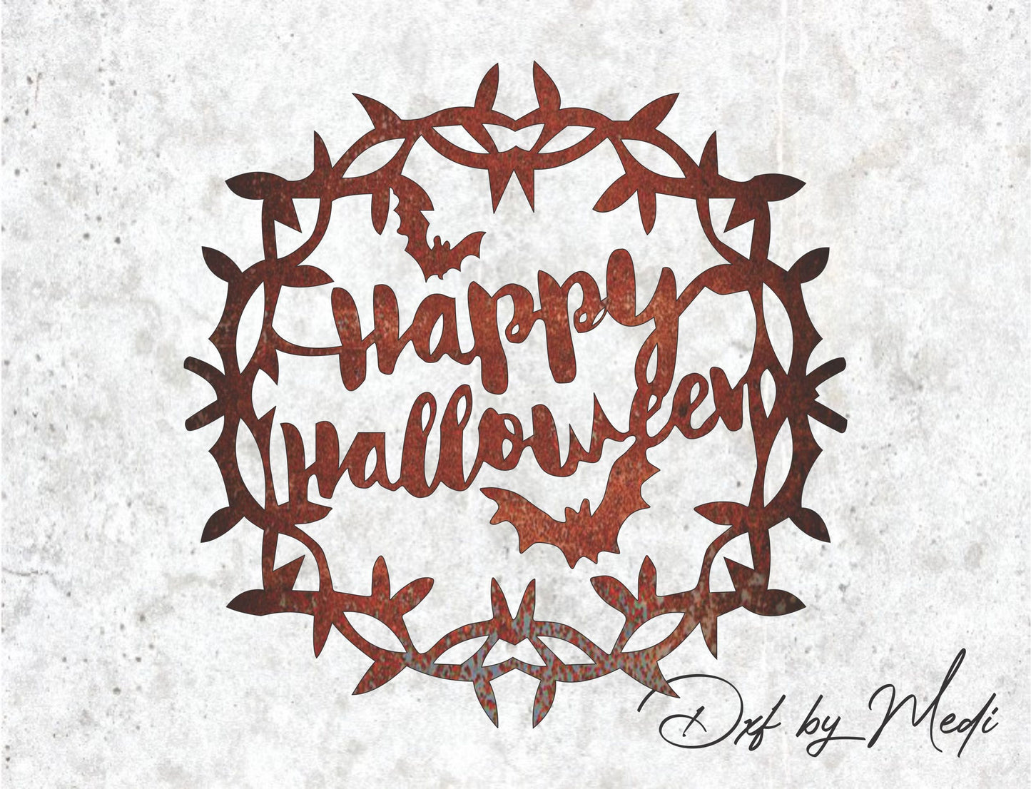 Happy Halloween in Flowers in svg, Halloween Door Hanger svg, Halloween Logo in svg, Halloween Laser Cut Files, Halloween dxf, cnc plasma,