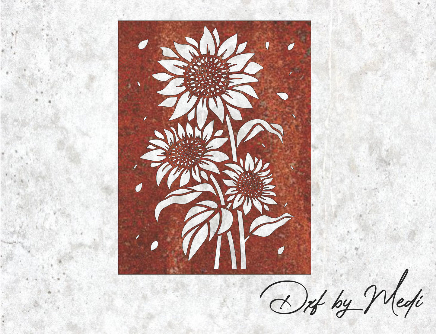 Sunflowers panel - DXF SVG files for Plasma Cnc Laser Waterjet Ready to cut clipart file