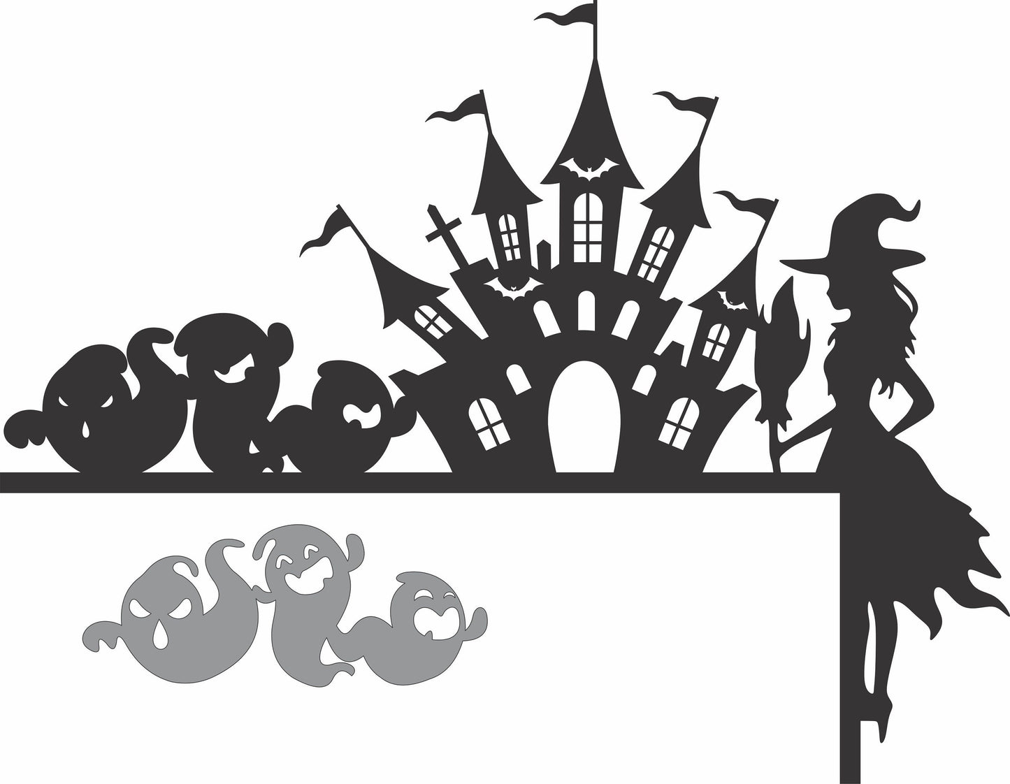 Door Corner Halloween, multilayers, Spooky decor sign svg, witch Halloween Laser Cut Files, Halloween dxf, cnc plasma, laser cut file