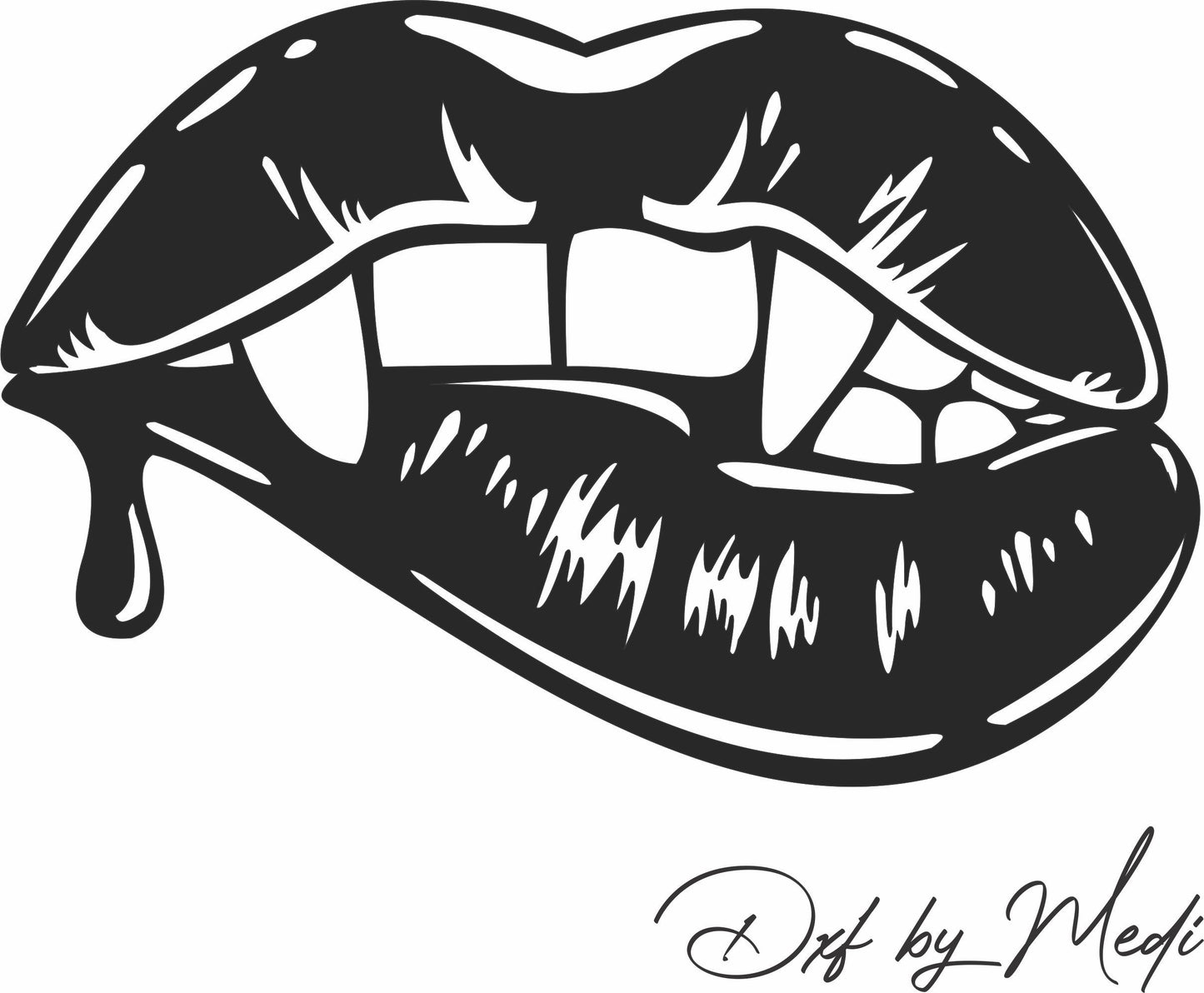 Bite on the lips in svg, Halloween Door Hanger svg, Fangs lips in svg, Halloween Laser Cut Files, Halloween dxf, cnc plasma, laser cut file