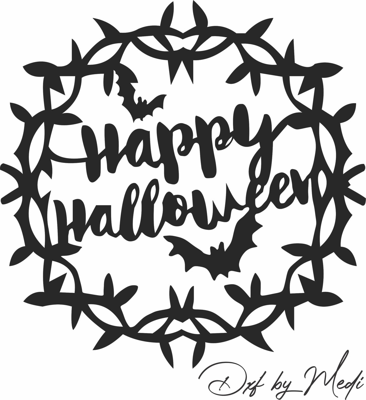 Happy Halloween in Flowers in svg, Halloween Door Hanger svg, Halloween Logo in svg, Halloween Laser Cut Files, Halloween dxf, cnc plasma,