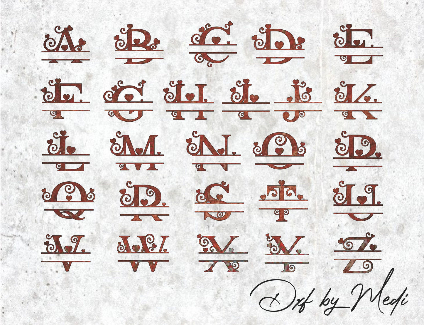 Custom Split Letter Monogram - Personalized Monogram Design - A to Z Alphabet - DIY Home Decor - dxf svg Digital Download - Instant Access