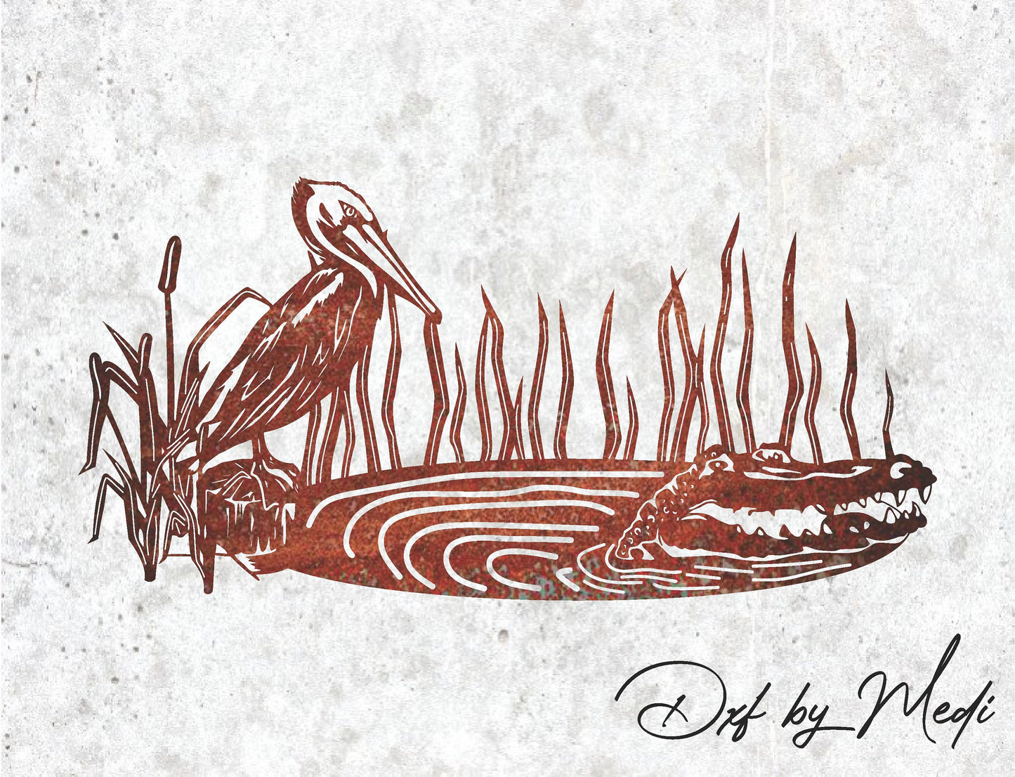 seabird and crocodile scene DXF svg Files - Instant Download for Laser, Plasma, Waterjet Cutting