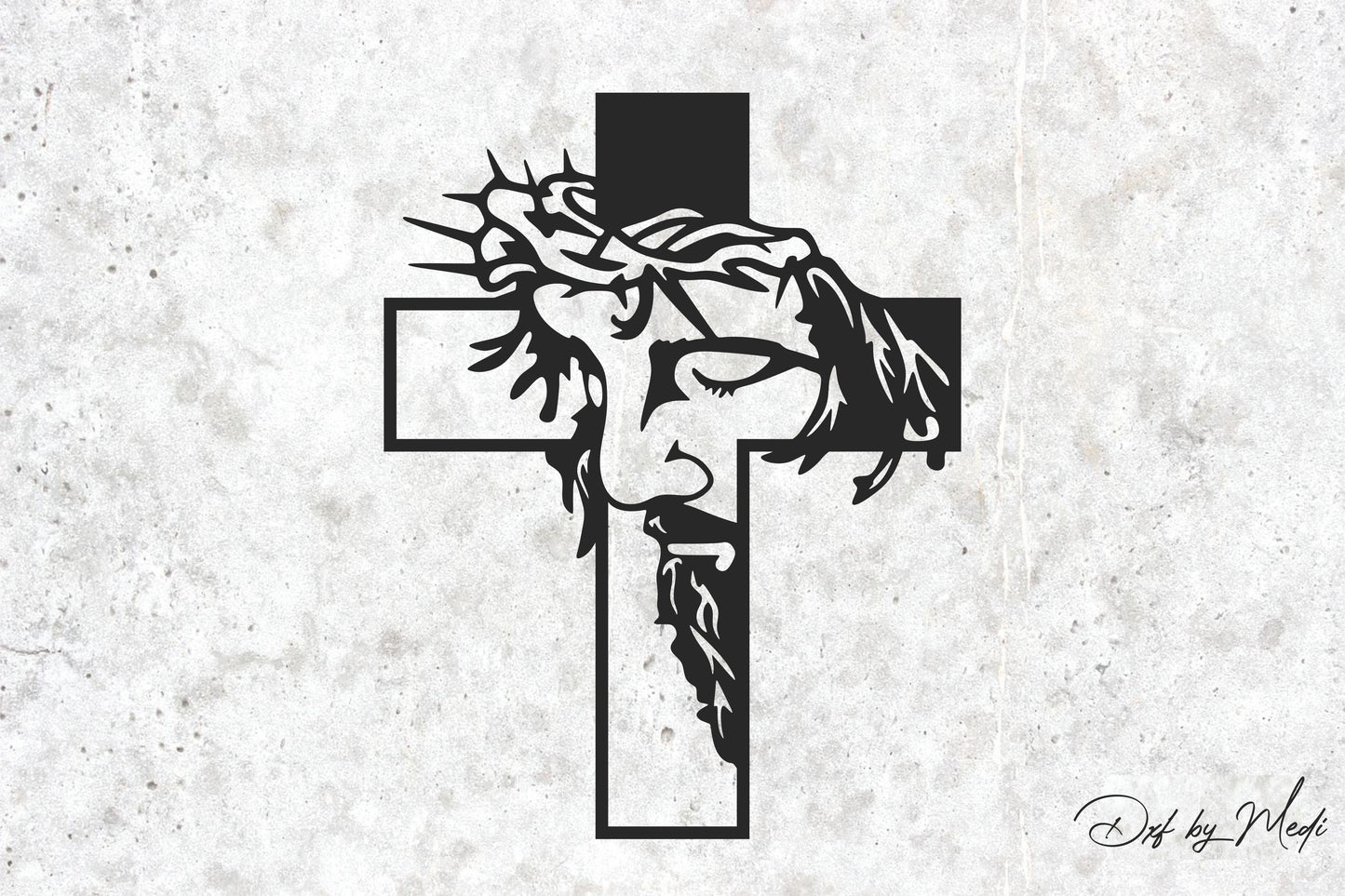 Jesus Face in Cross – Laser Cut File DXF SVG CDR