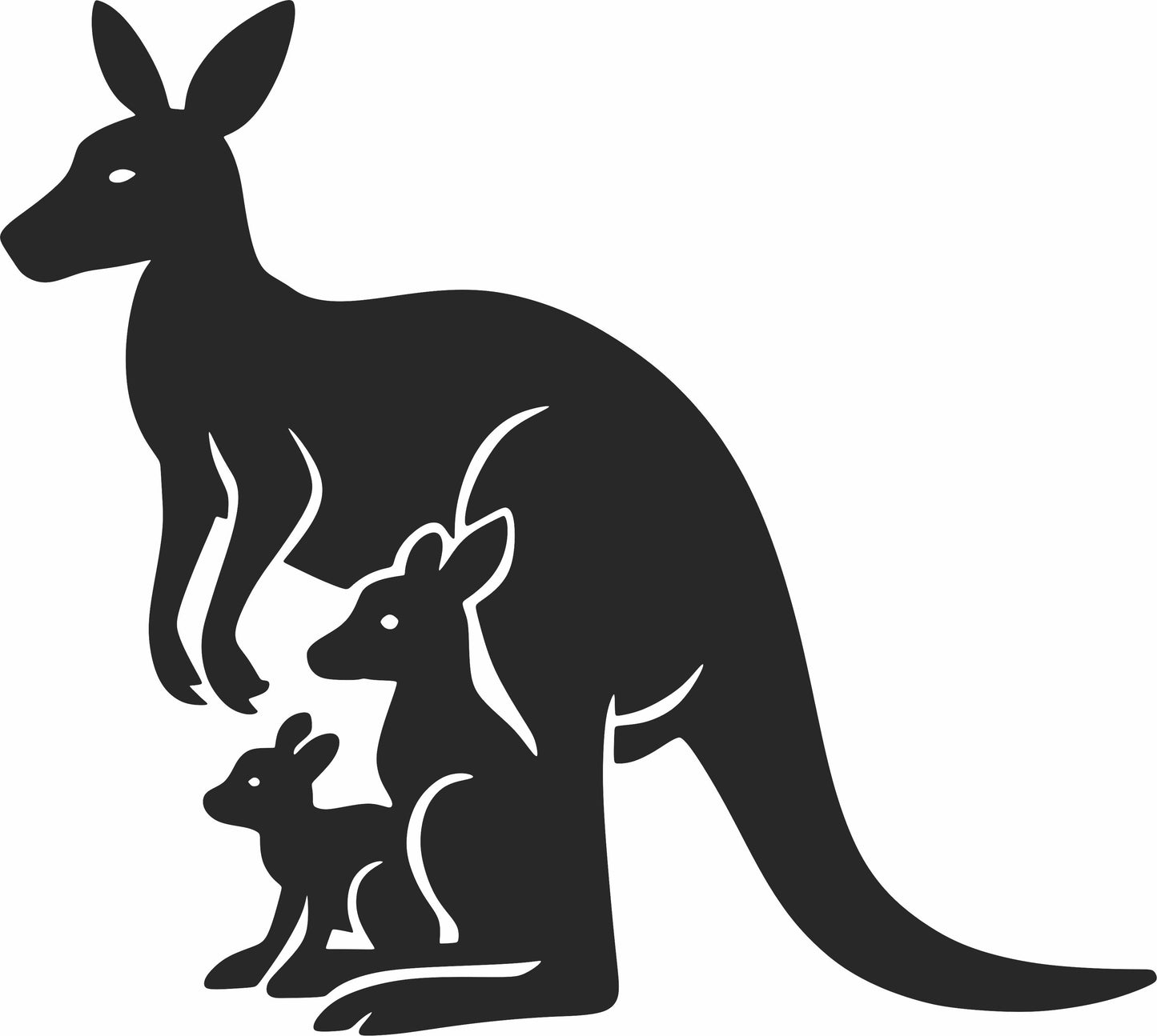 Kangaroo Family Silhouette SVG DXF CDR Laser Cut File