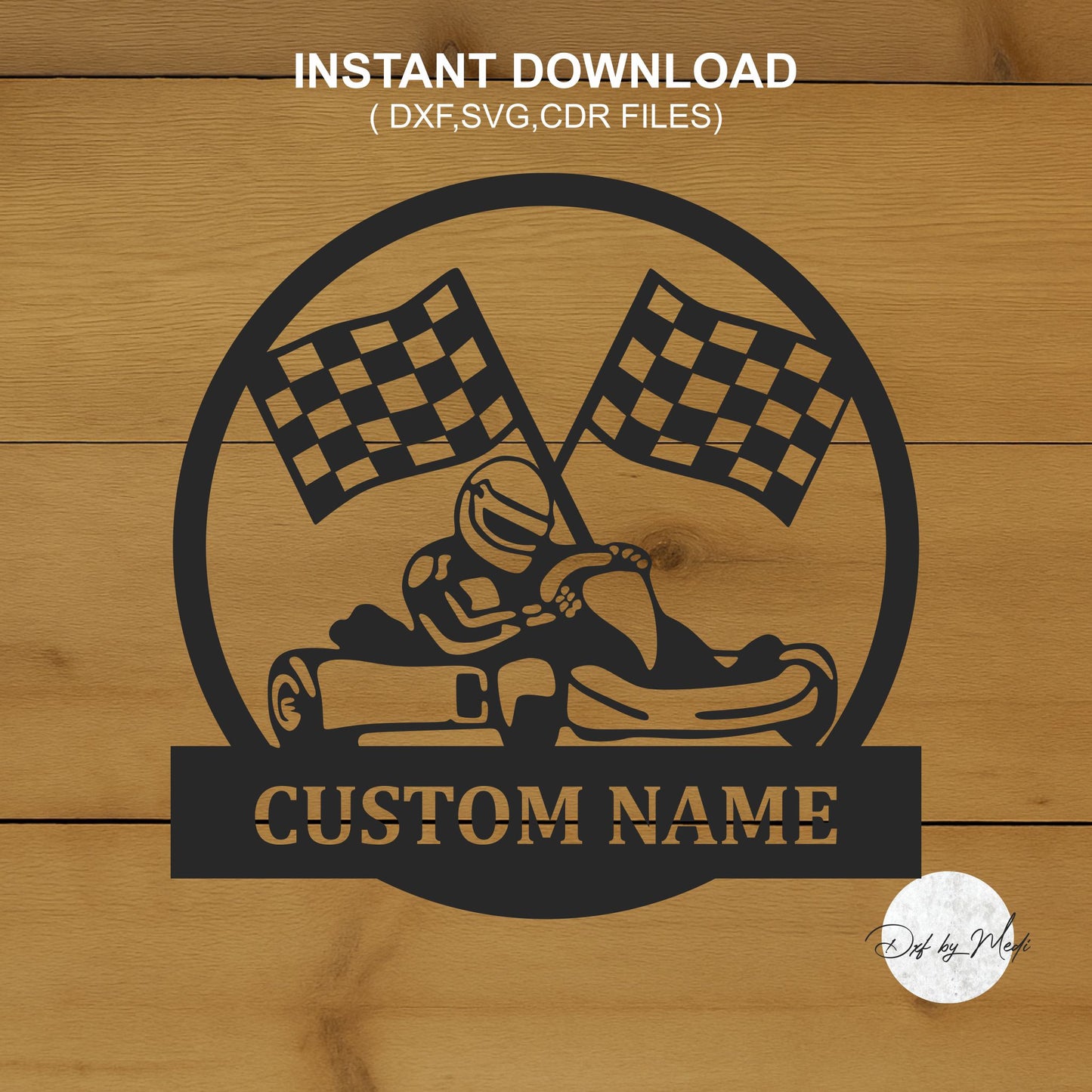 Karting Monogram Design | DXF SVG Files for CNC & Laser Cutting | Custom Racing Initials | Instant Download