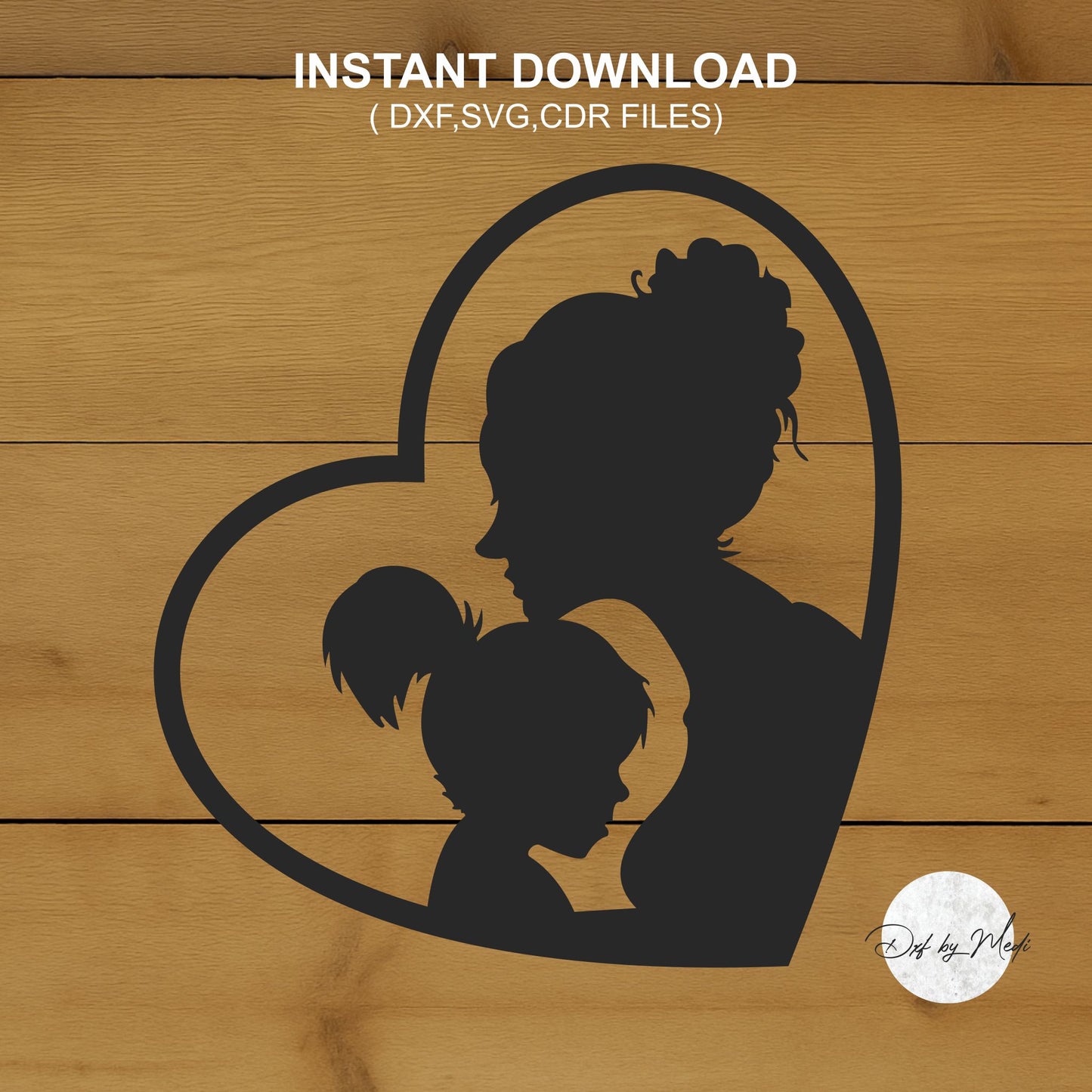 Mother and Daughter Heart DXF SVG File for CNC Plasma, Laser, and Waterjet Cutting - ready to cut files