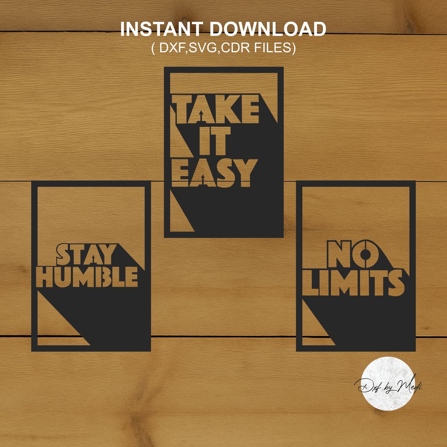 Motivational Trio Wall Panel Set - DXF SVG files for Plasma Cnc Laser Waterjet Ready to cut clipart file