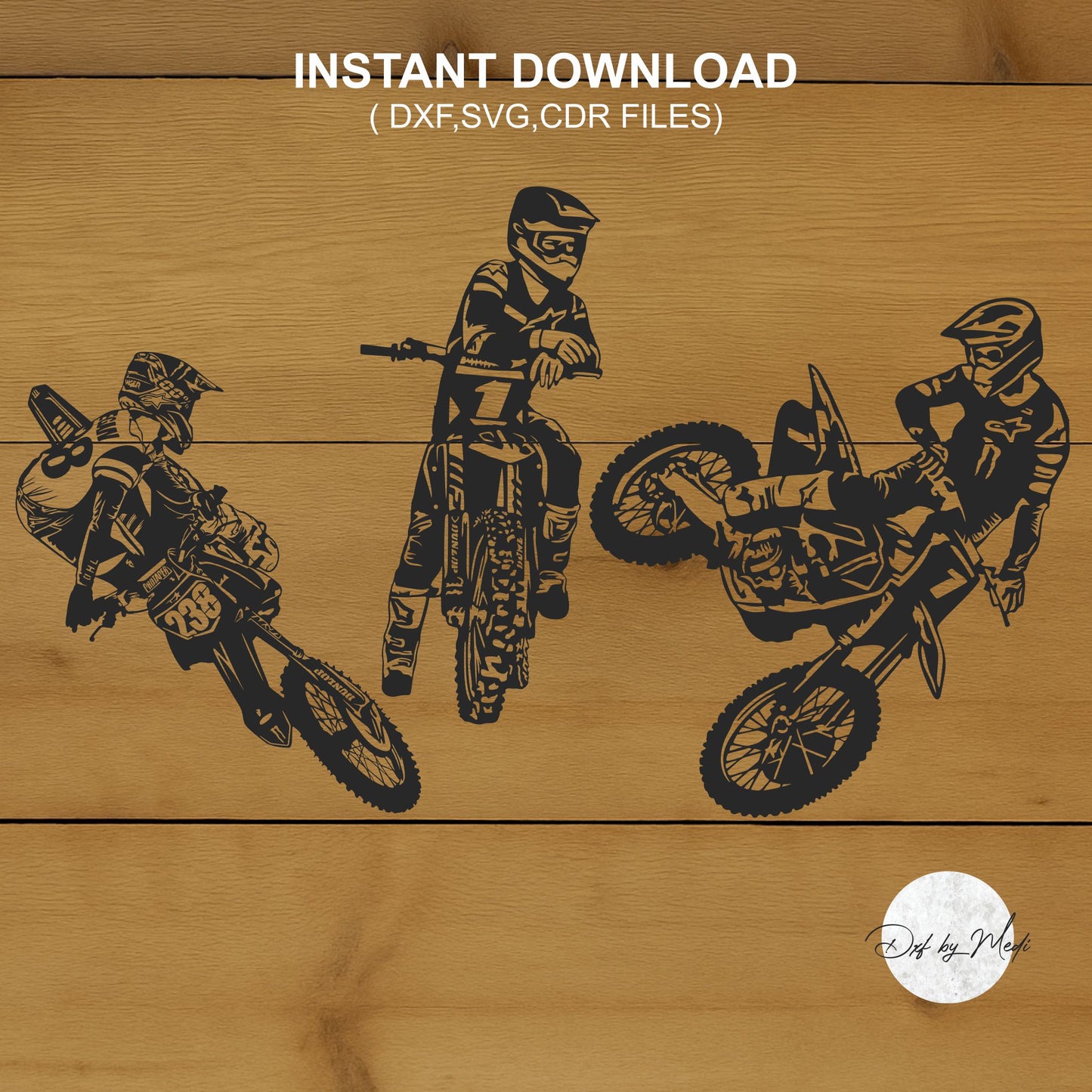 Custom Name Motocross Silhouette - SVG DXF Files for Laser Cutting