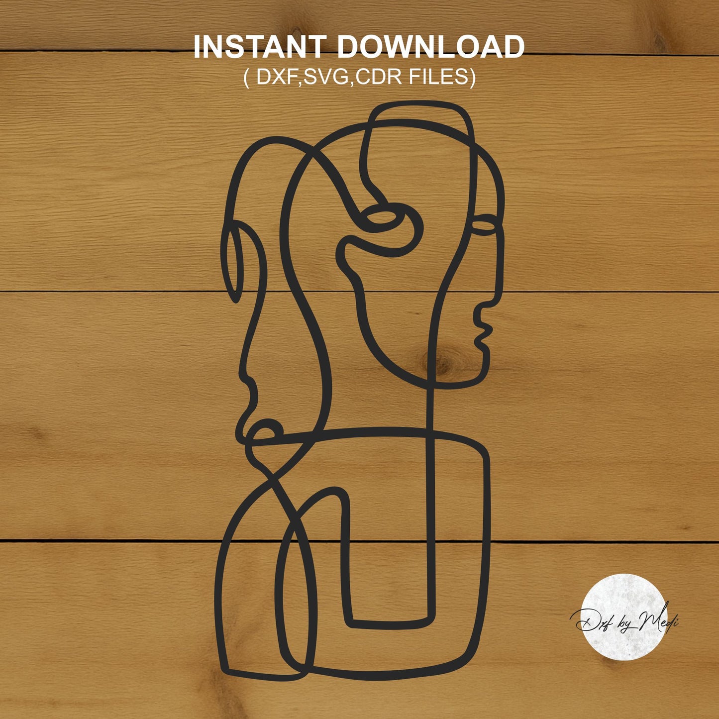 one line art decor - DXF SVG files for Plasma Cnc Laser Waterjet Ready to cut clipart file