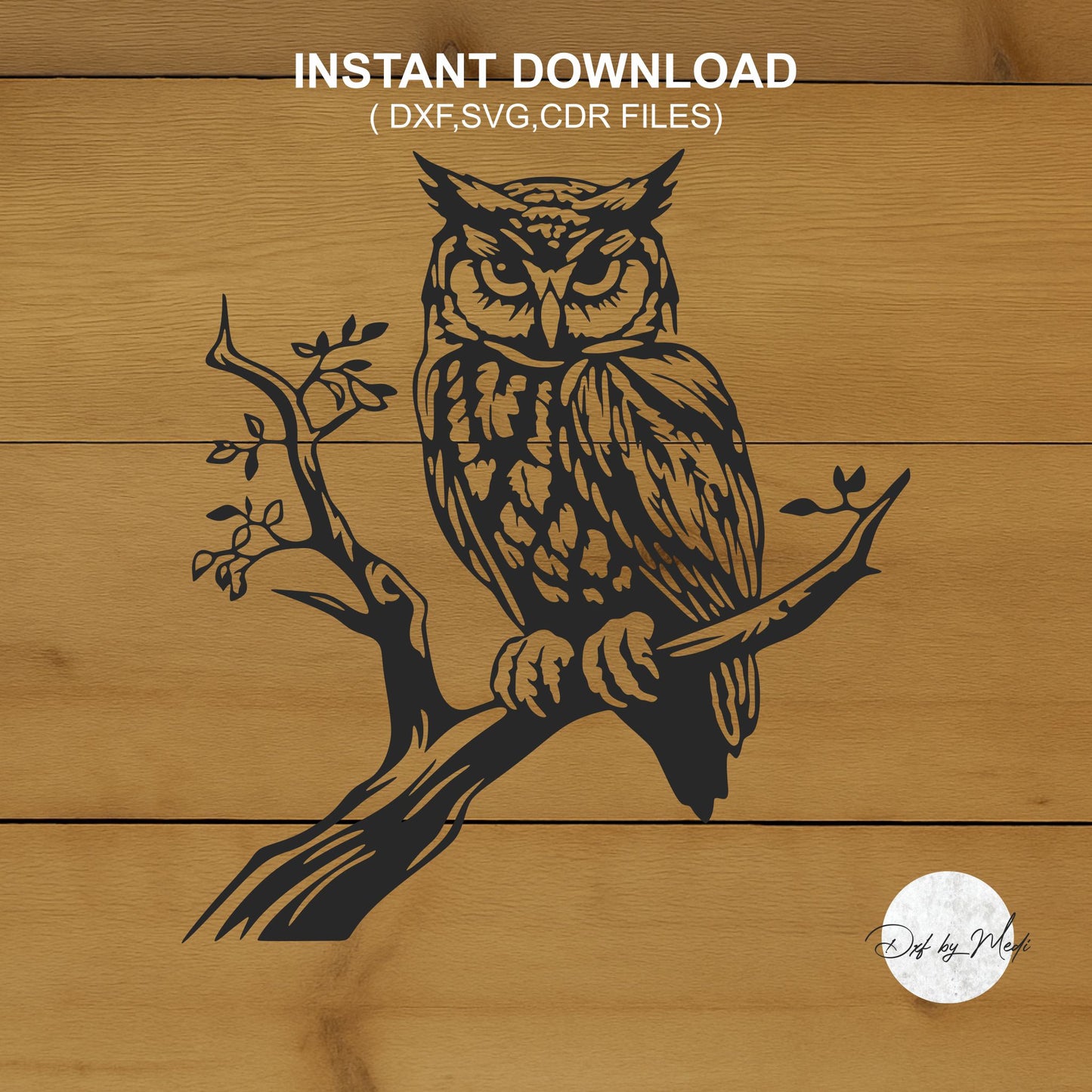 Owl on a Branch - SVG DXF Files for Laser and CNC Cutting