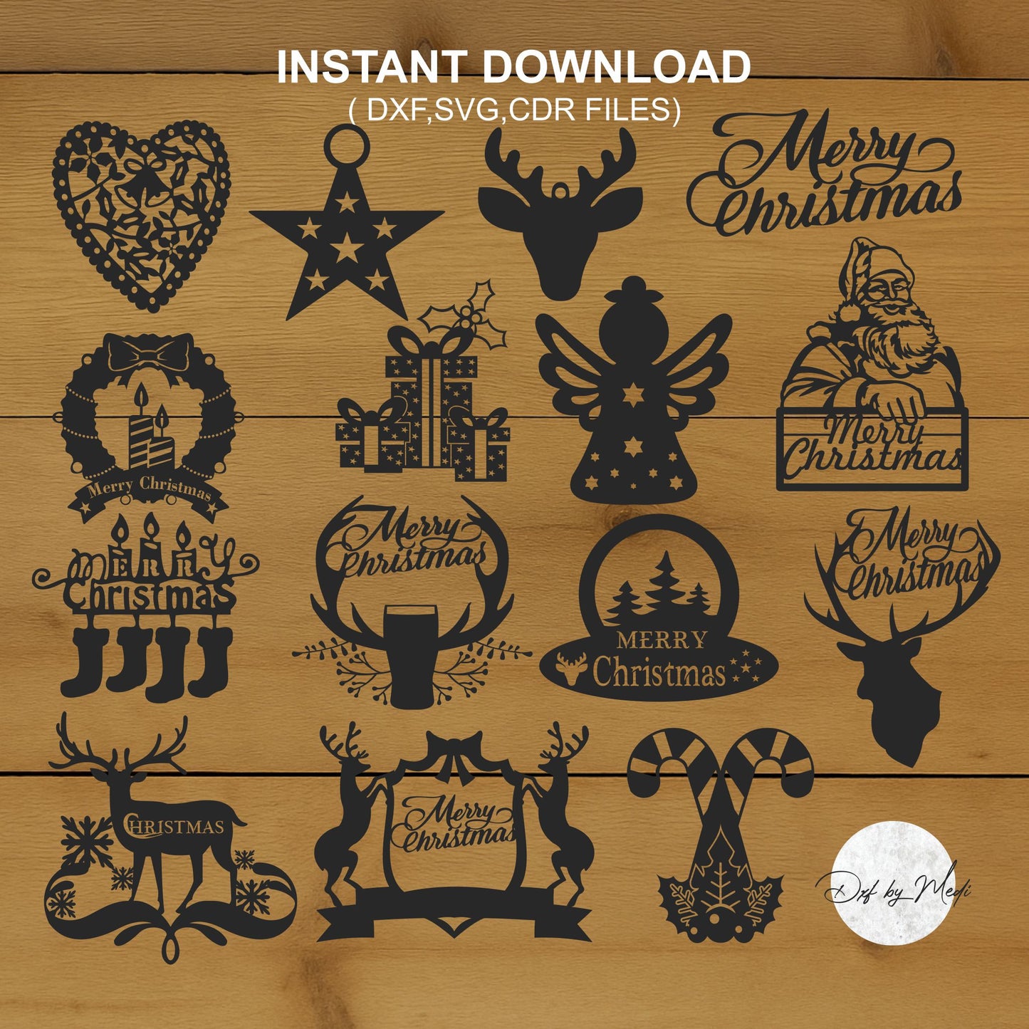 Pack christmas santa wall decor- DXF SVG files for Plasma Cnc Laser Waterjet Ready to cut clipart file