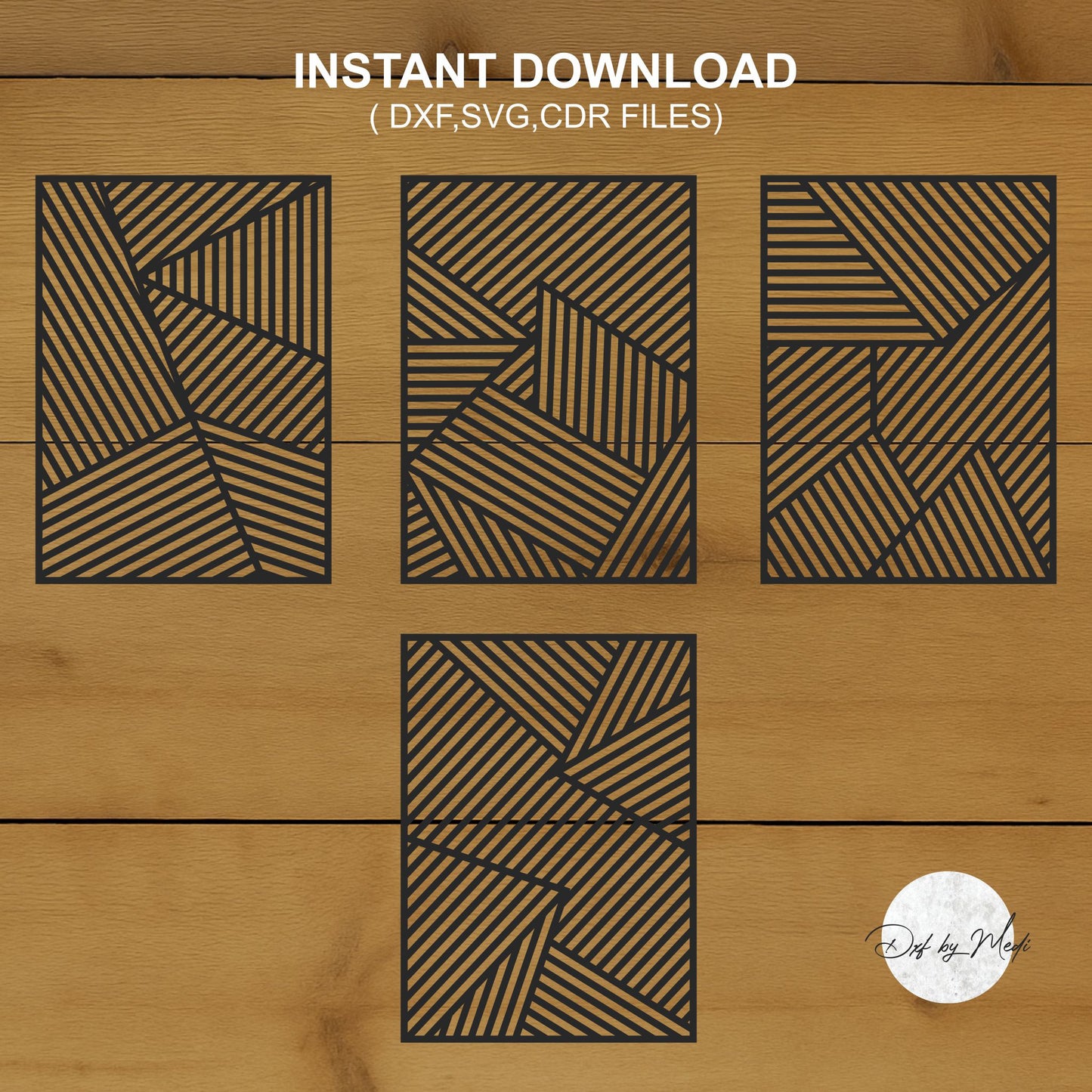 Geometric Wall Decor Panels Set DXF SVG File for CNC Plasma, Laser, and Waterjet Cutting