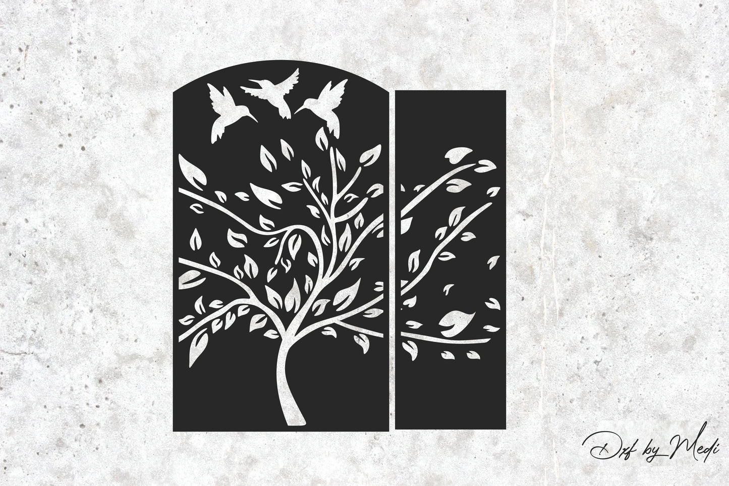 Tree and Birds Panel Set - Digital DXF, SVG, CDR Files for Laser and Plasma Cutting